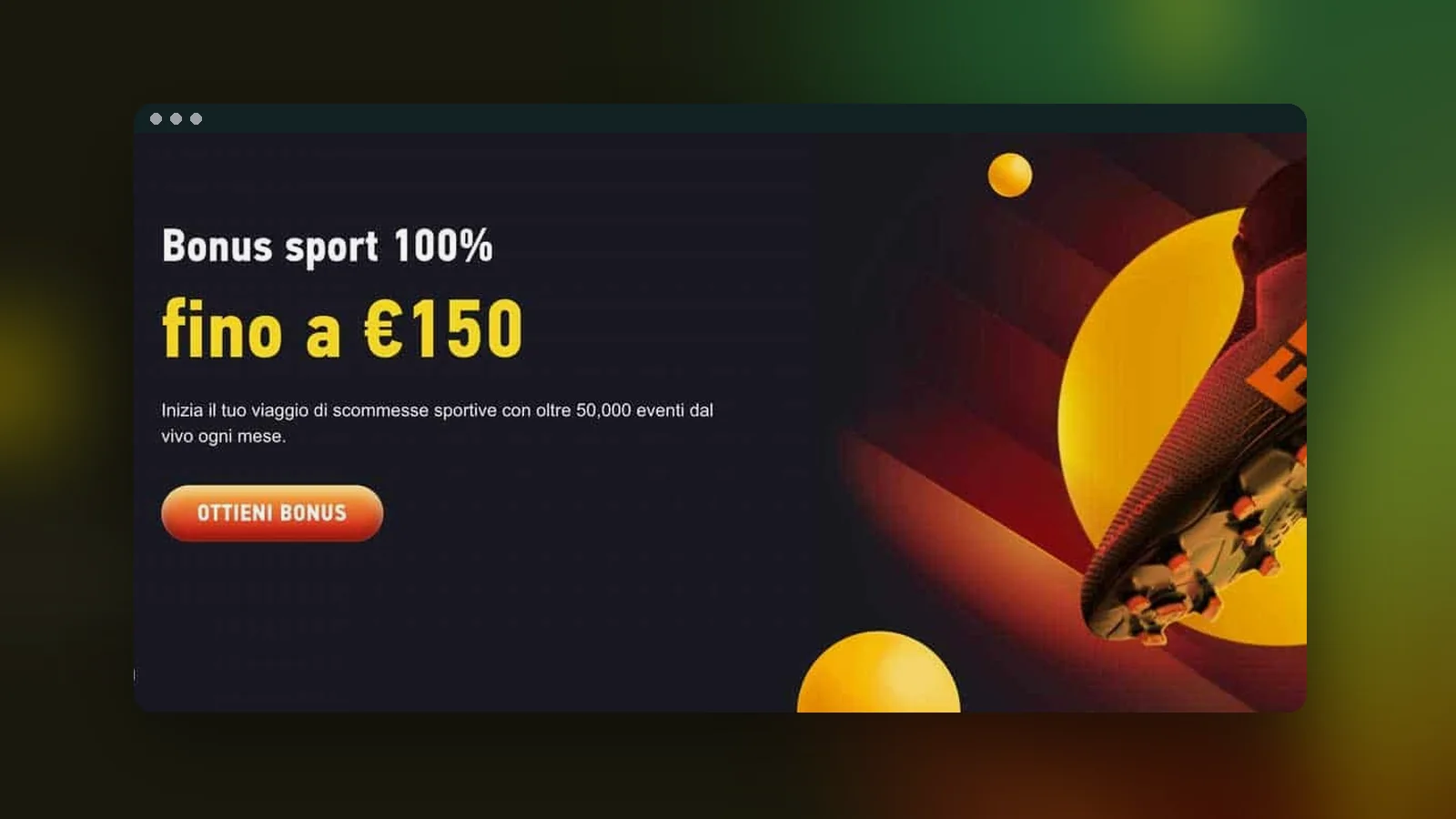 La pagina del bonus di benvenuto con condizioni e giri gratuiti