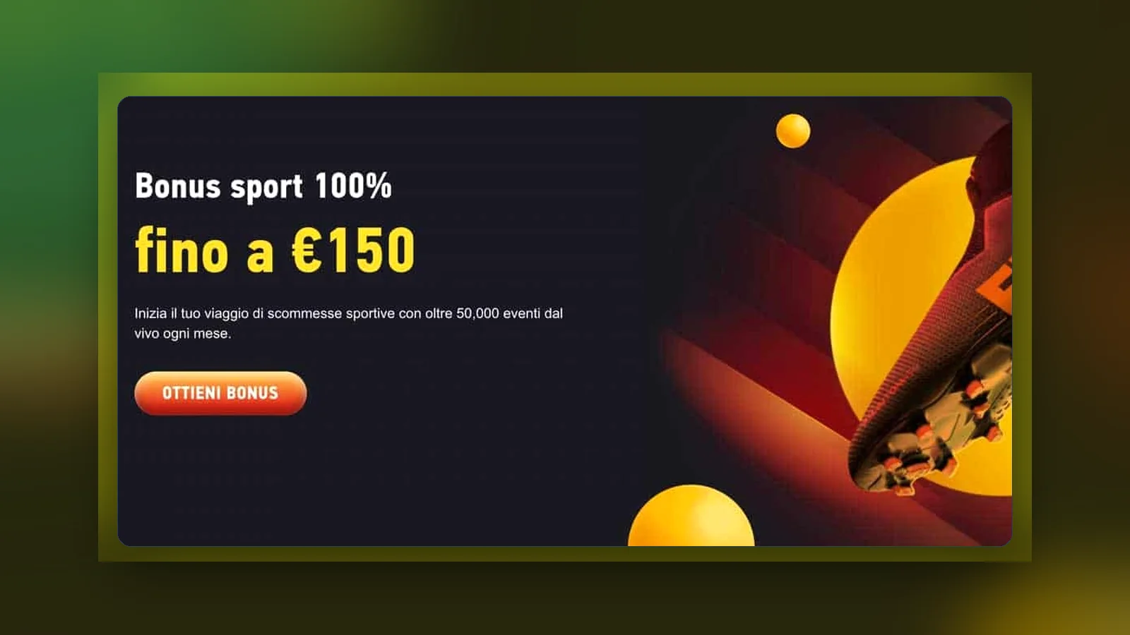 La pagina del bonus di benvenuto con importi, giri e scadenza