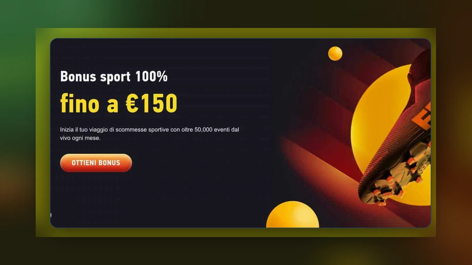 Pagina promozioni con bonus e condizioni principali