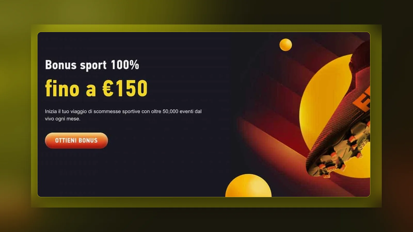 Schermata di registrazione con bonus di benvenuto in evidenza
